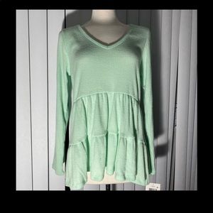 New Women Long Sleeve Tiered Top B6-17